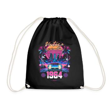 Synthwave Retro 60th Anniversary 1964 - Drawstring Bag - black - Front