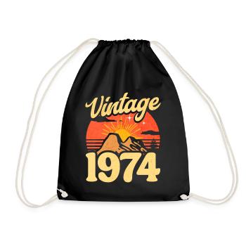 Vintage 50th Anniversary 1974 - Drawstring Bag - black - Front