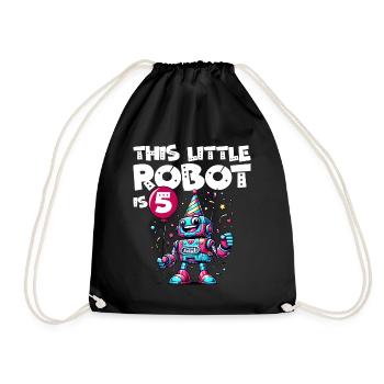5. Geburtstag Roboterkind 5 Jahre alt - Turnbeutel - Schwarz - Vorne
