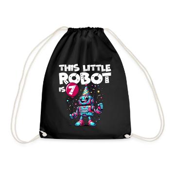 7. Geburtstag Roboterkind 7 Jahre alt - Turnbeutel - Schwarz - Vorne