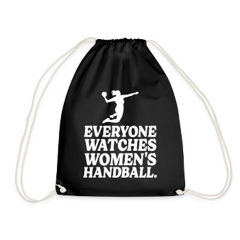 Retro Women's Handball Sport - Drawstring Bag - black - Front