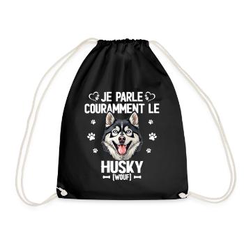 Parler Le Husky Humour Chien - Sac de sport léger - noir - Devant