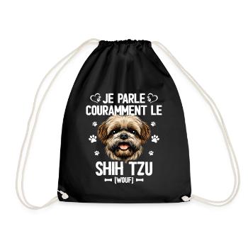 Parler Le Shih Tzu Humour Chien - Sac de sport léger - noir - Devant
