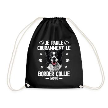 Parler Le Border Collie Humour Chien - Sac de sport léger - noir - Devant