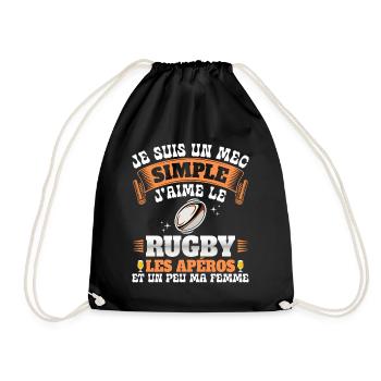 Rugbyman Humour Homme Rugby Et Apéro - Sac de sport léger - noir - Devant