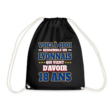 Supporter De Lyon Anniversaire 18 Ans - Sac de sport léger - noir - Devant