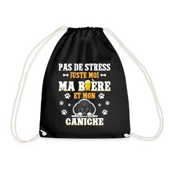 Humour Apéro Bière Papa Chien Caniche - Sac de sport léger - noir - Devant