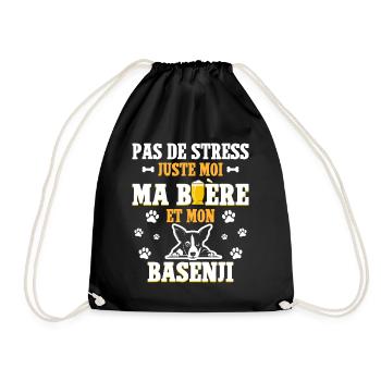 Humour Apéro Bière Papa Chien Basenji - Sac de sport léger - noir - Devant