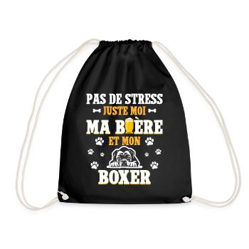 Humour Apéro Bière Papa Chien Boxer - Sac de sport léger - noir - Devant