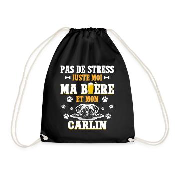 Humour Apéro Bière Papa Chien Carlin - Sac de sport léger - noir - Devant