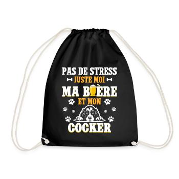 Humour Apéro Bière Papa Chien Cocker - Sac de sport léger - noir - Devant