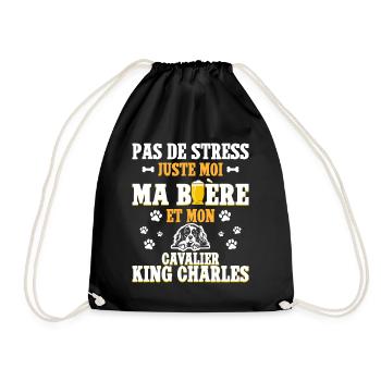 Bière Papa Chien Cavalier King Charles - Sac de sport léger - noir - Devant