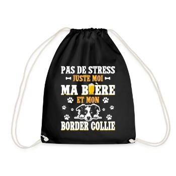 Humour Bière Papa Chien Border Collie - Sac de sport léger - noir - Devant