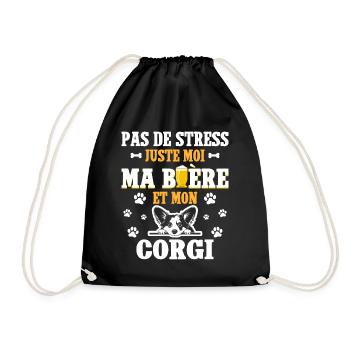 Humour Apéro Bière Papa Chien Corgi - Sac de sport léger - noir - Devant
