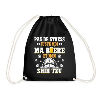 Humour Apéro Bière Papa Chien Shih Tzu - Sac de sport léger - noir - Devant