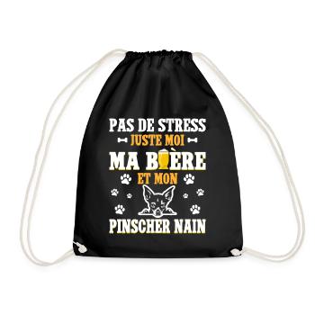 Humour Bière Papa Chien Pinscher Nain - Sac de sport léger - noir - Devant