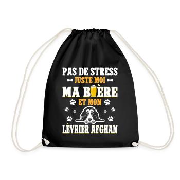 Humour Bière Papa Chien Lévrier Afghan - Sac de sport léger - noir - Devant