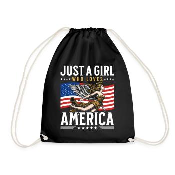 Girl America Independence 4th of July - Drawstring Bag - black - Front