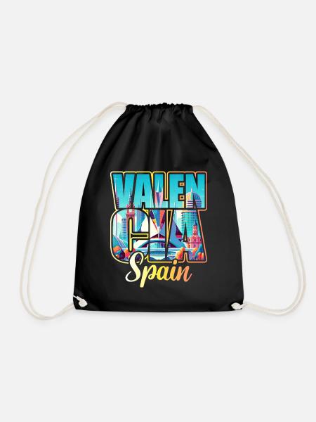 Reisen Spanien Stadt Valencia - Turnbeutel - Schwarz