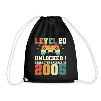 Level 20 Anniversary Gamer 20 Years - Drawstring Bag - black - Front