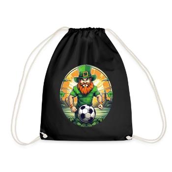 St. Patrick's Day Kleeblatt Fußball - Turnbeutel - Schwarz - Vorne