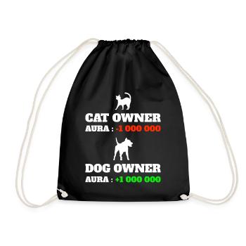 Points Aura Humor Meme Aura Dog - Drawstring Bag - black - Front