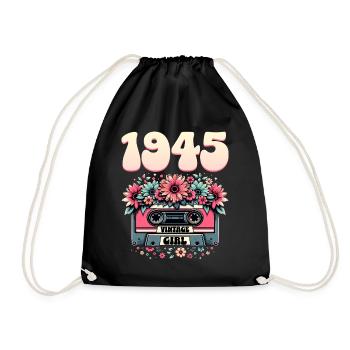 1945 Anniversary Cassette Woman 80 Years - Drawstring Bag - black - Front