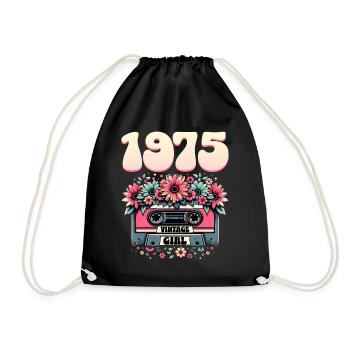 Cassette 1975 Anniversaire Femme 50 Ans - Sac de sport léger - noir - Devant