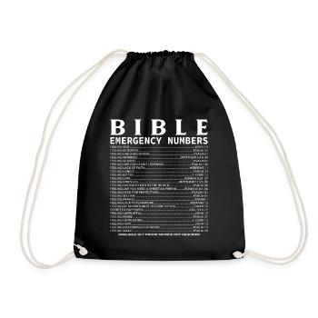 Bible Numbers Emergency Travel Christian - Drawstring Bag - black - Front