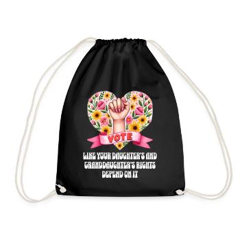 Grandma Feminism Daughter Little Girl Granny - Drawstring Bag - black - Front