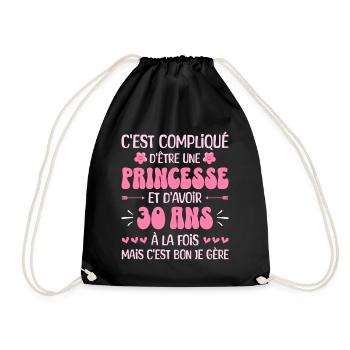 Femme Princesse Anniversaire 30 Ans - Sac de sport léger - noir - Devant