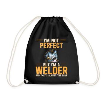I'm not perfect humor welder - Drawstring Bag - black - Front