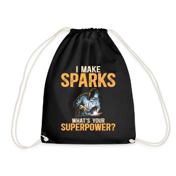 Sparks Super Power Humor Schweißer - Turnbeutel - Schwarz - Vorne