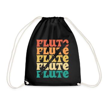 Vintage Flute Musician Flutist - Drawstring Bag - black - Front