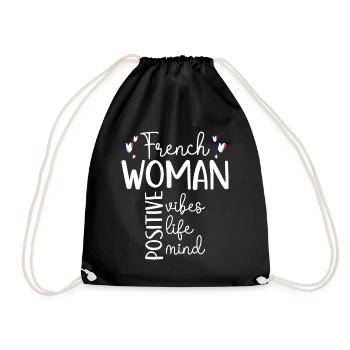 Positive Girl French Woman - Drawstring Bag - black - Front