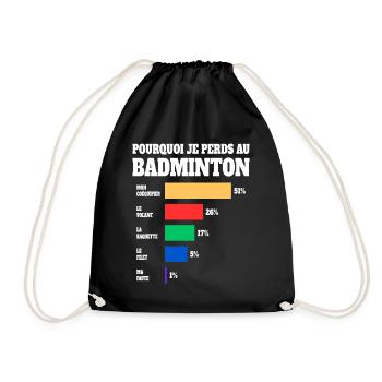 Sport Maillot Humour Joueur Badminton - Sac de sport léger - noir - Devant