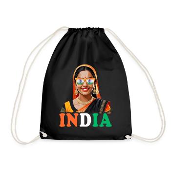 Indian Flag Indian Women - Drawstring Bag - black - Front