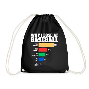 Baseball Player Humor Baseball - Drawstring Bag - black - Front