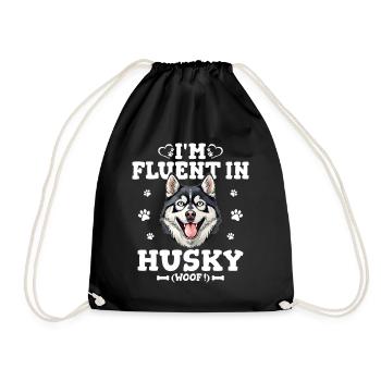 Talking the Husky Humor Husky Dog - Drawstring Bag - black - Front