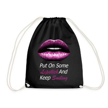 lèvres rose baiser bouche rouge à lèvres illustration - Sac de sport léger - noir - Devant