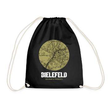 Bielefeld - City Map Map (olive green) - Drawstring Bag - black - Front