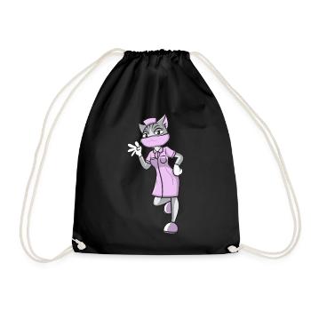 Cat nurse medicine hospital female doctor - Drawstring Bag - black - Front