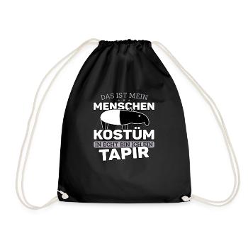 Tapir im Mensch Kostüm für Tapirfreunde - Turnbeutel - Schwarz - Vorne