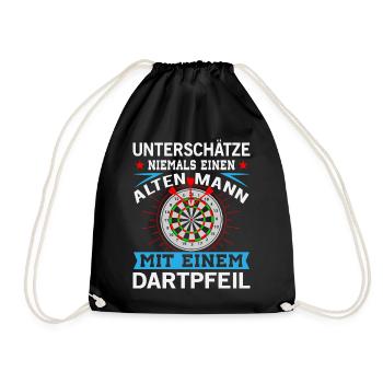 Dart Darts Bullseye Dartspieler Dartboard Geschenk - Turnbeutel - Schwarz - Vorne