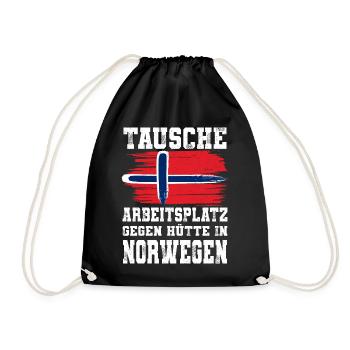Tausche Arbeitsplatz Gegen Hütte In Norwegen - Turnbeutel - Schwarz - Vorne