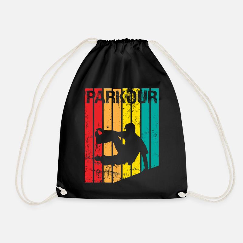 Vintage Parkour Freerunning Siluette Geschenkidee - Turnbeutel - Schwarz