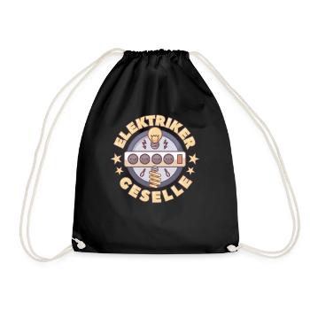 Elektriker Geselle Elektroniker Geschenk - Turnbeutel - Schwarz - Vorne