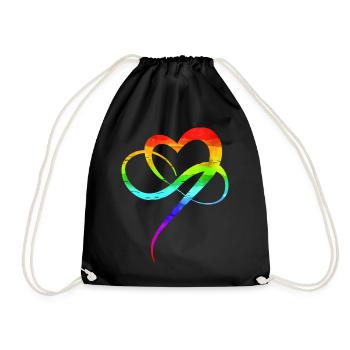 Homo love CSD rainbow heart polygamy IDAHOBIT - Drawstring Bag - black - Front