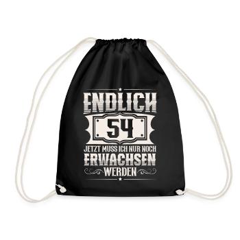 54. Geburtstag 54 Jahre Lustiger Spruch - Turnbeutel - Schwarz - Vorne