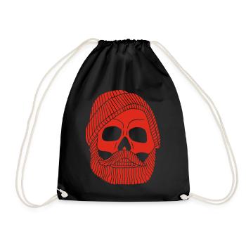 Red fisherman's skull - Drawstring Bag - black - Front